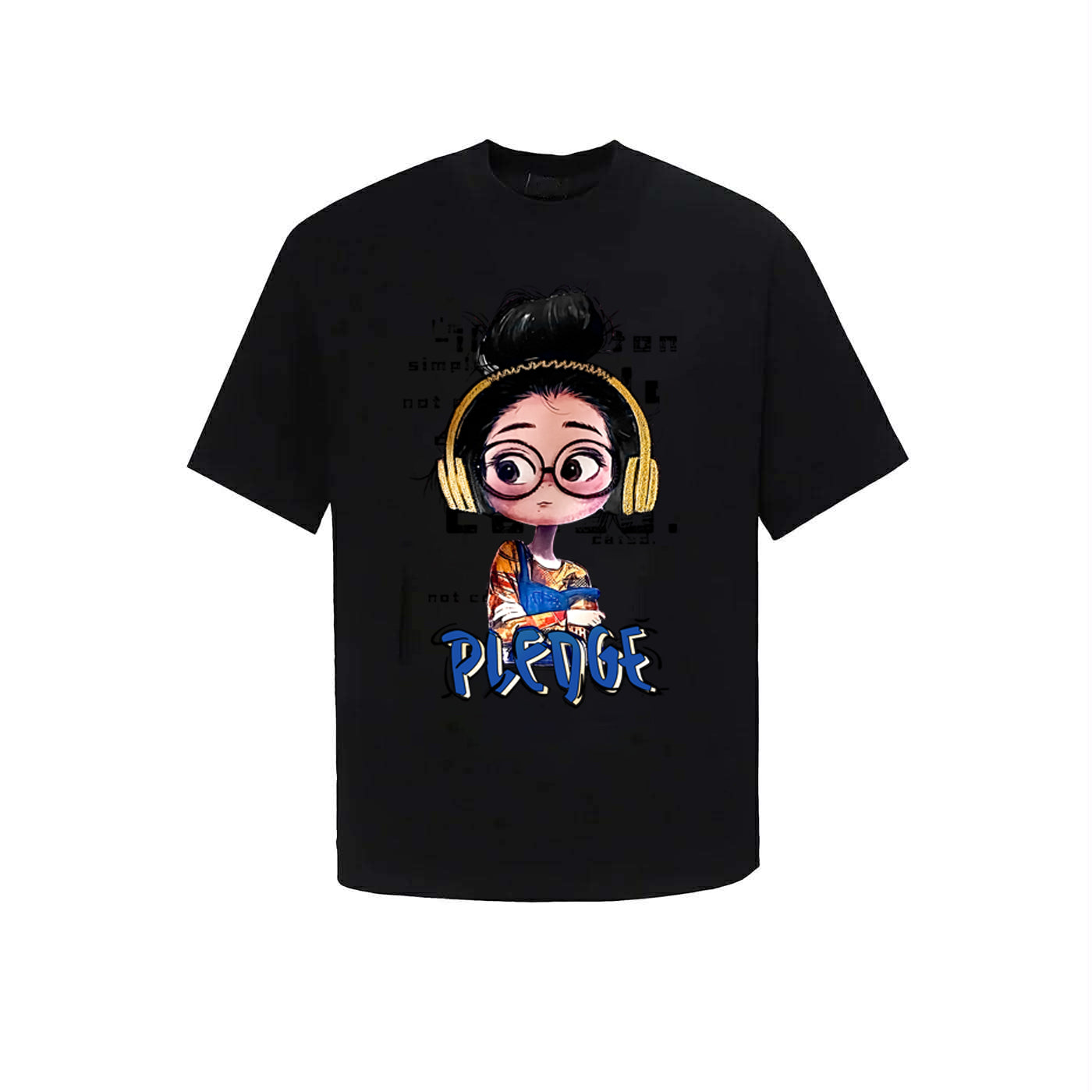 The Girl take the headphone streetwear  T-Shrit
