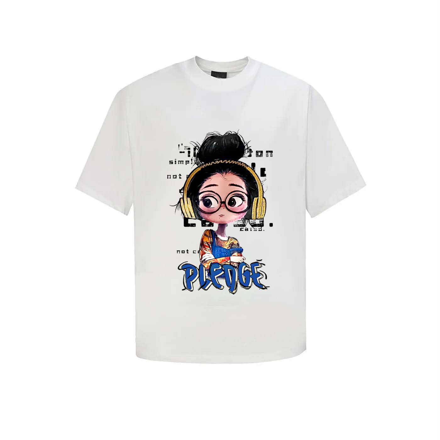 The Girl take the headphone streetwear  T-Shrit