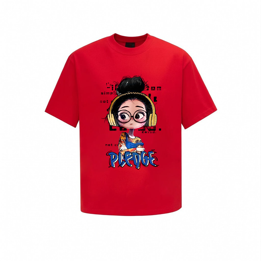 The Girl take the headphone streetwear  T-Shrit
