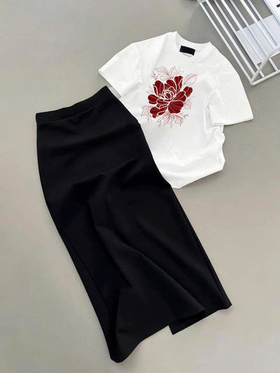 Set váy hoa sen đỏ . CP_10066